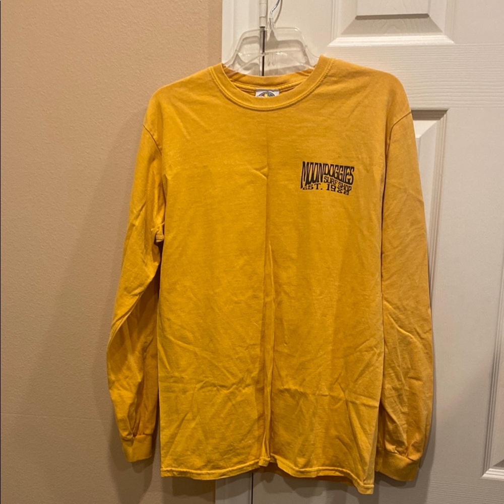 Moondoggies Beach Club yellow long sleeve graphic tee